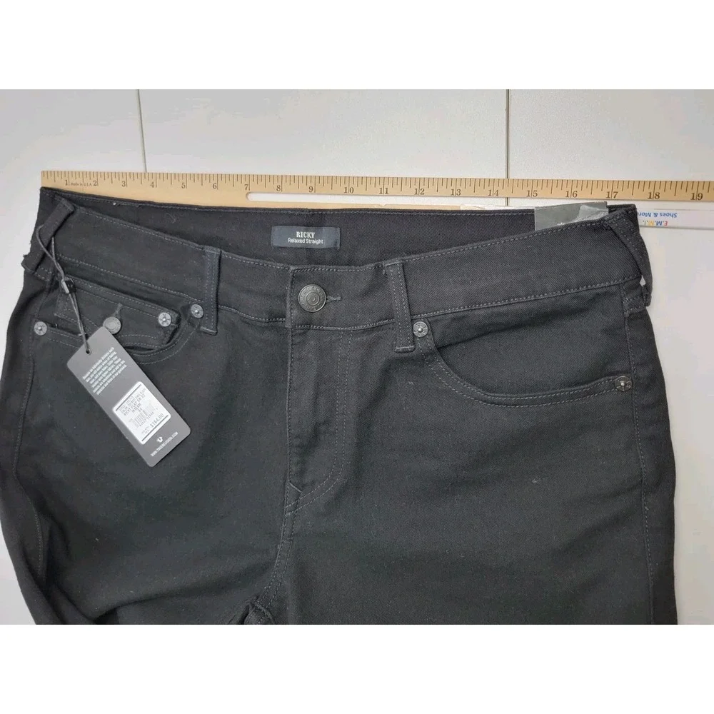 True Religion Mens Ricky Jeans Relaxed Straight Black 105713 Size W34XL32 New